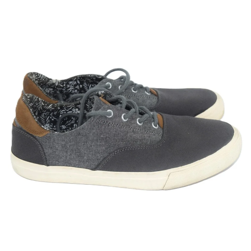 CREVO Mens Size 11‎ Gray Canvas Lace Up Casual Sneakers Shoes